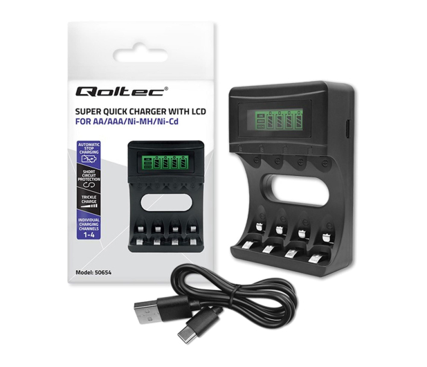 QOLTEC Ładowarka do akumulatorków Ni-MH typu R03/AAA R6/AA 1800mA 50654 - 1324575 - zdjęcie